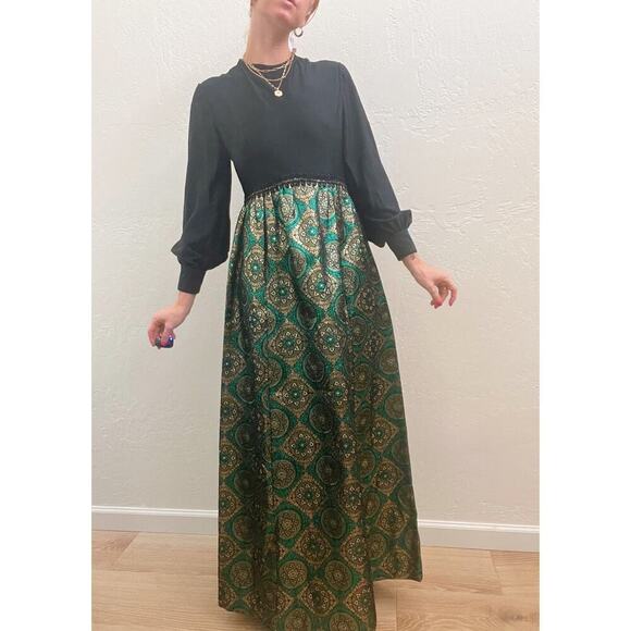 Vintage 1960's Long Sleeve Formal Maxi Dress - Picture 1 of 3